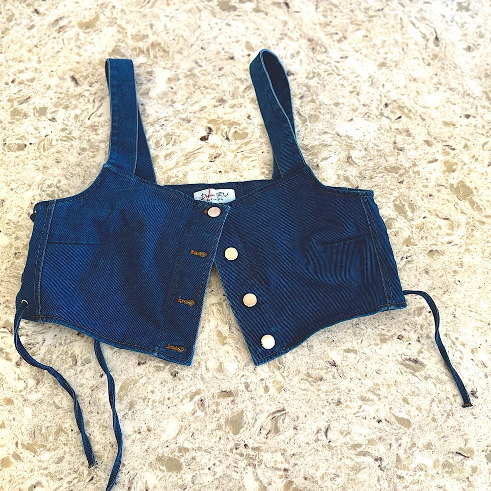 Denim Jean Corset Crop Top